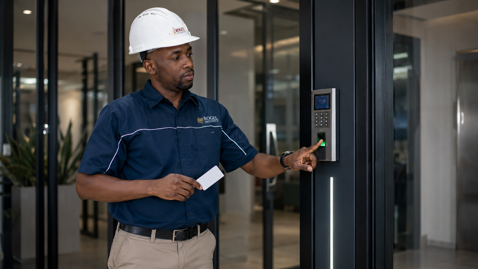 Professional access-control setup at a modern entrance
